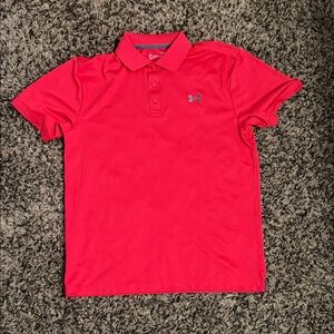 Under Armour Men's Hot Pink Polo Shirt with Logo